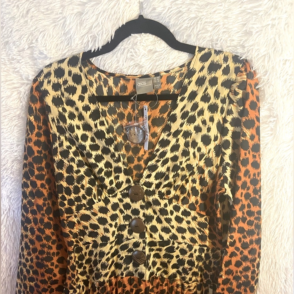 ASOS Animal Print Pleated Dress